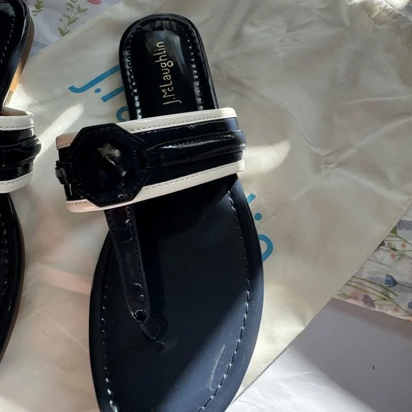 J. McLaughlin Black and Cream Women's Sandals - Picture 3 of 8